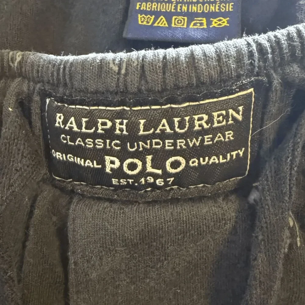 Polo Ralph Lauren Mens Elastic Waist Drawstring Pony Sleep Pants Black‎ Large